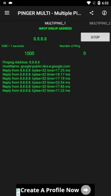 PINGER MULTI - Multiple Ping To The Network android App screenshot 1